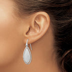 Sterling Silver RH-plt Brushed/Polished Laser Cut Dangle Earrings