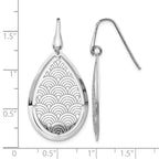 Sterling Silver RH-plt Brushed/Polished Laser Cut Dangle Earrings