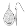 Sterling Silver RH-plt Brushed/Polished Laser Cut Dangle Earrings