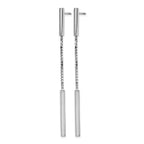 Sterling Silver Rhod-plat Polished Bar Post Dangle Earrings