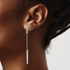 Sterling Silver Rhod-plat Polished Bar Post Dangle Earrings