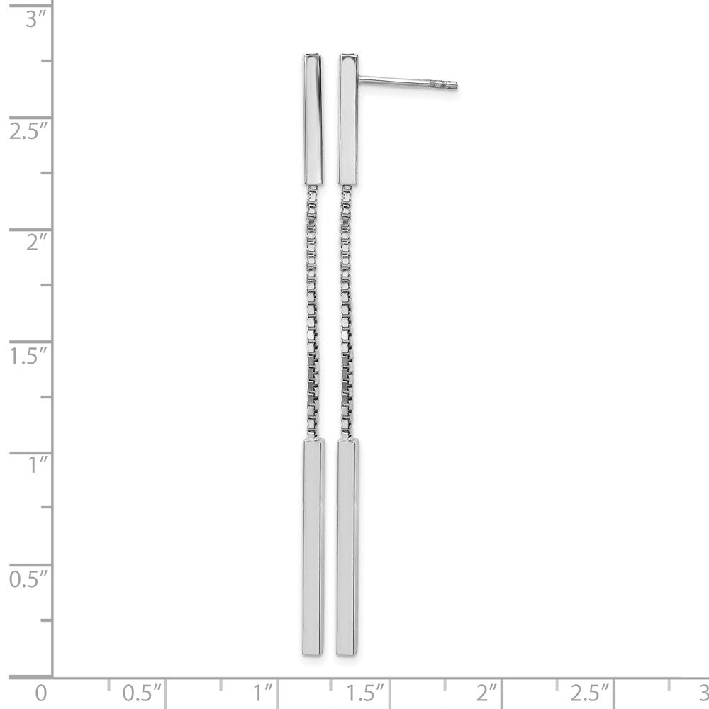 Sterling Silver Rhod-plat Polished Bar Post Dangle Earrings