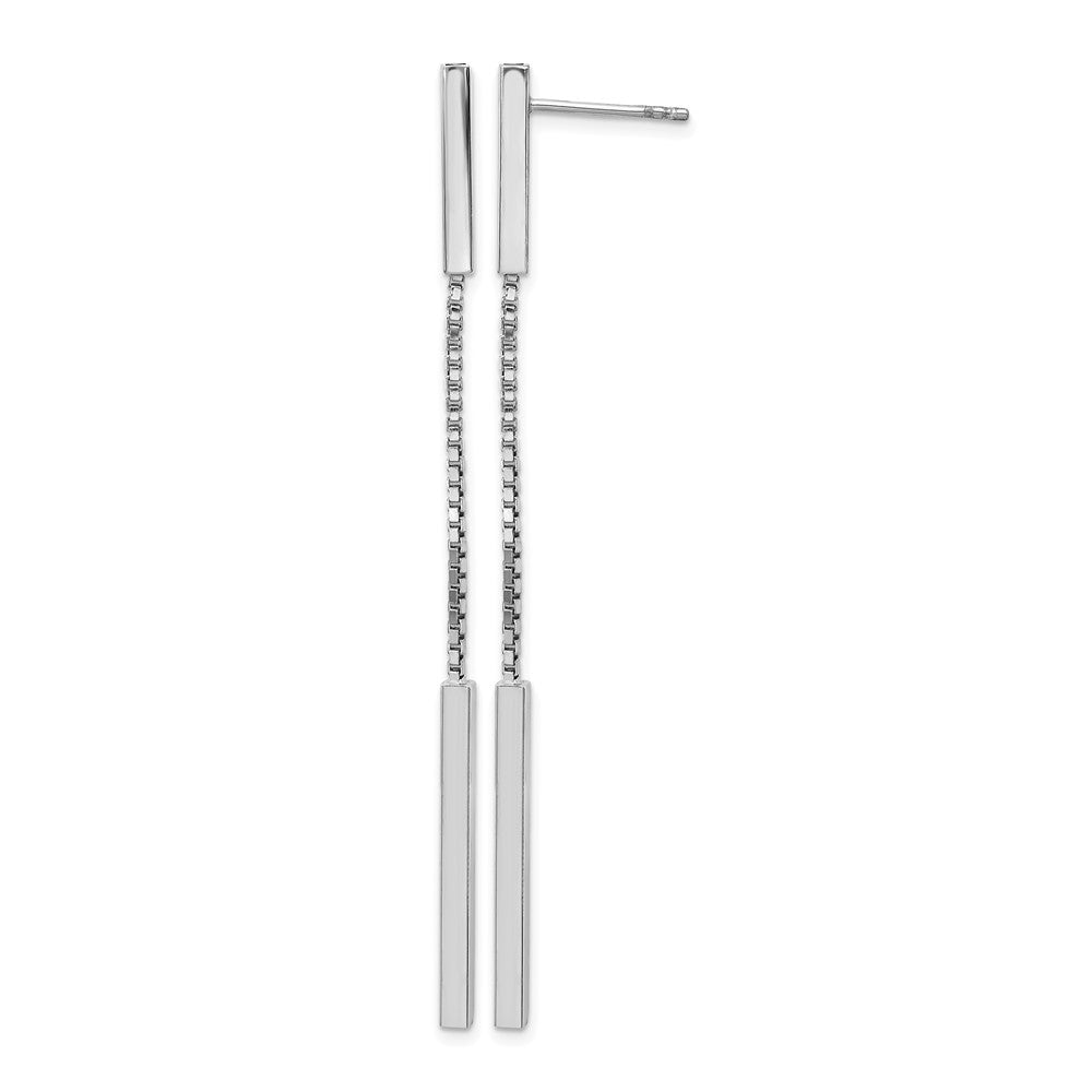 Sterling Silver Rhod-plat Polished Bar Post Dangle Earrings