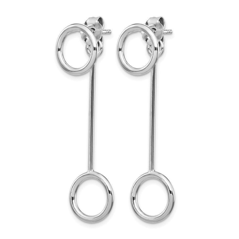 Sterling Silver Rhod-plt Polished Front & Back Post Dangle Earring