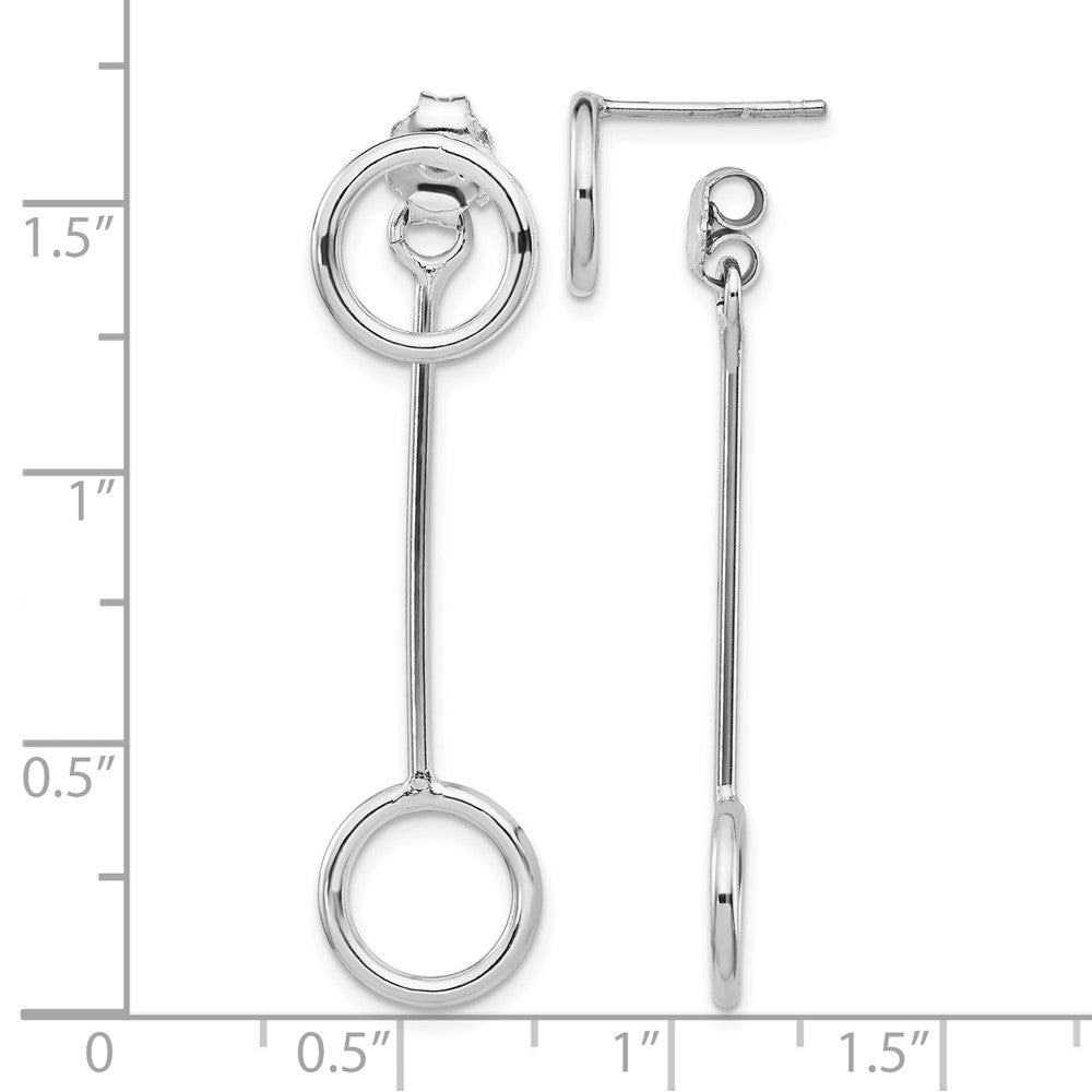 Sterling Silver Rhod-plt Polished Front & Back Post Dangle Earring