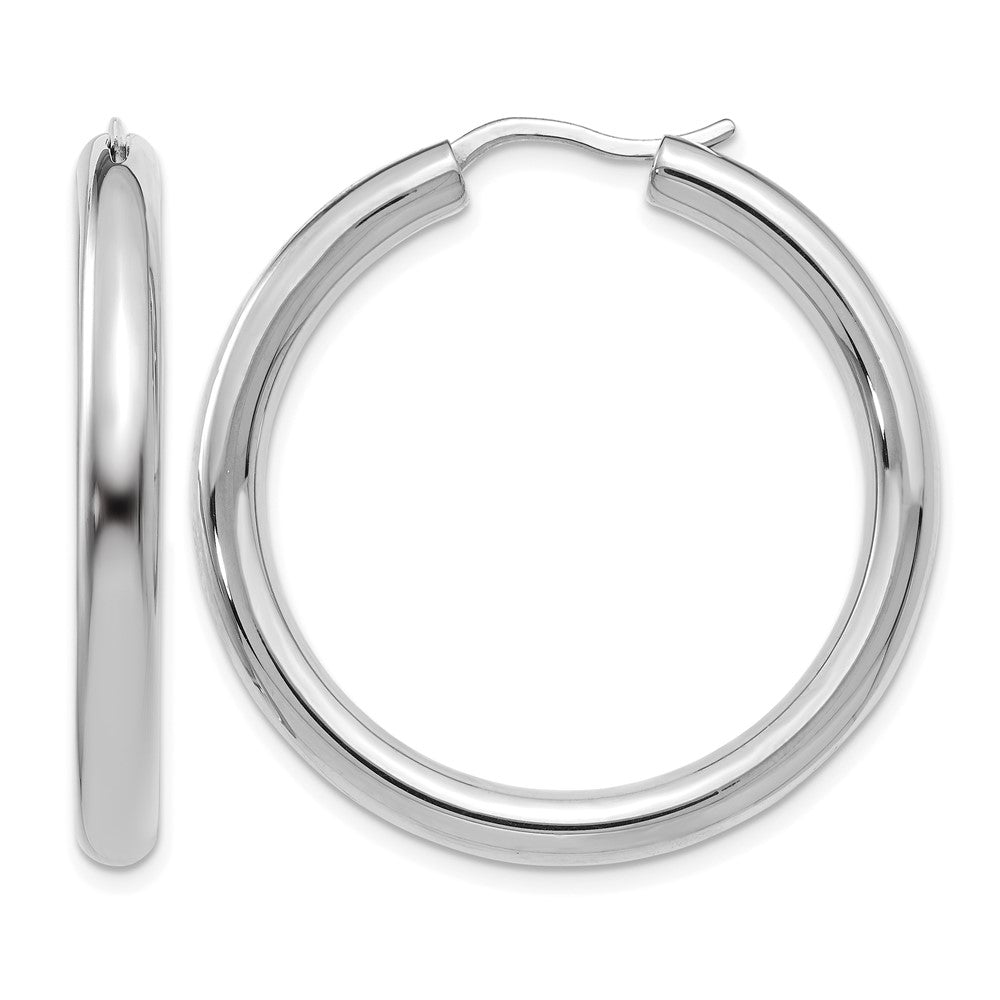 Sterling Silver Rhodium-plated 3.5mm Tube Earrings