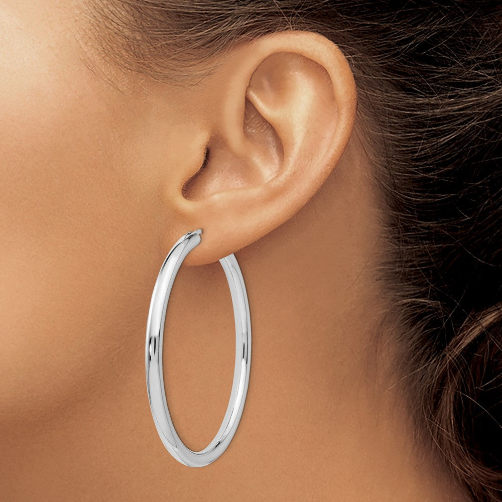 Sterling Silver Rhodium-plated 3.5mm Tube Earrings