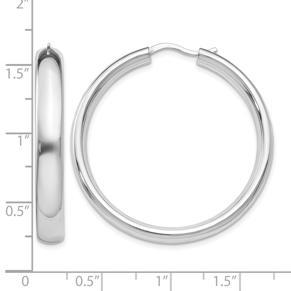 Sterling Silver Rhodium-plated 5mm Half Round Tube Earrings