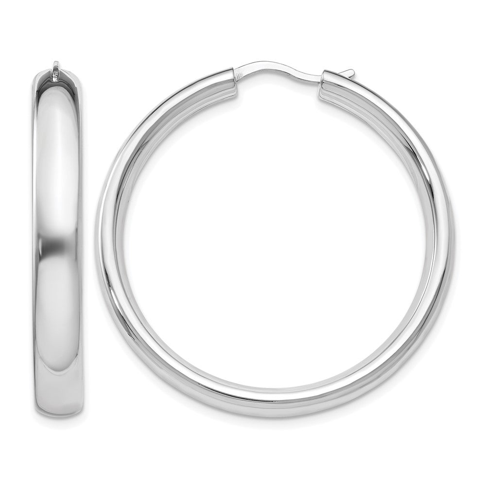 Sterling Silver Rhodium-plated 5mm Half Round Tube Earrings