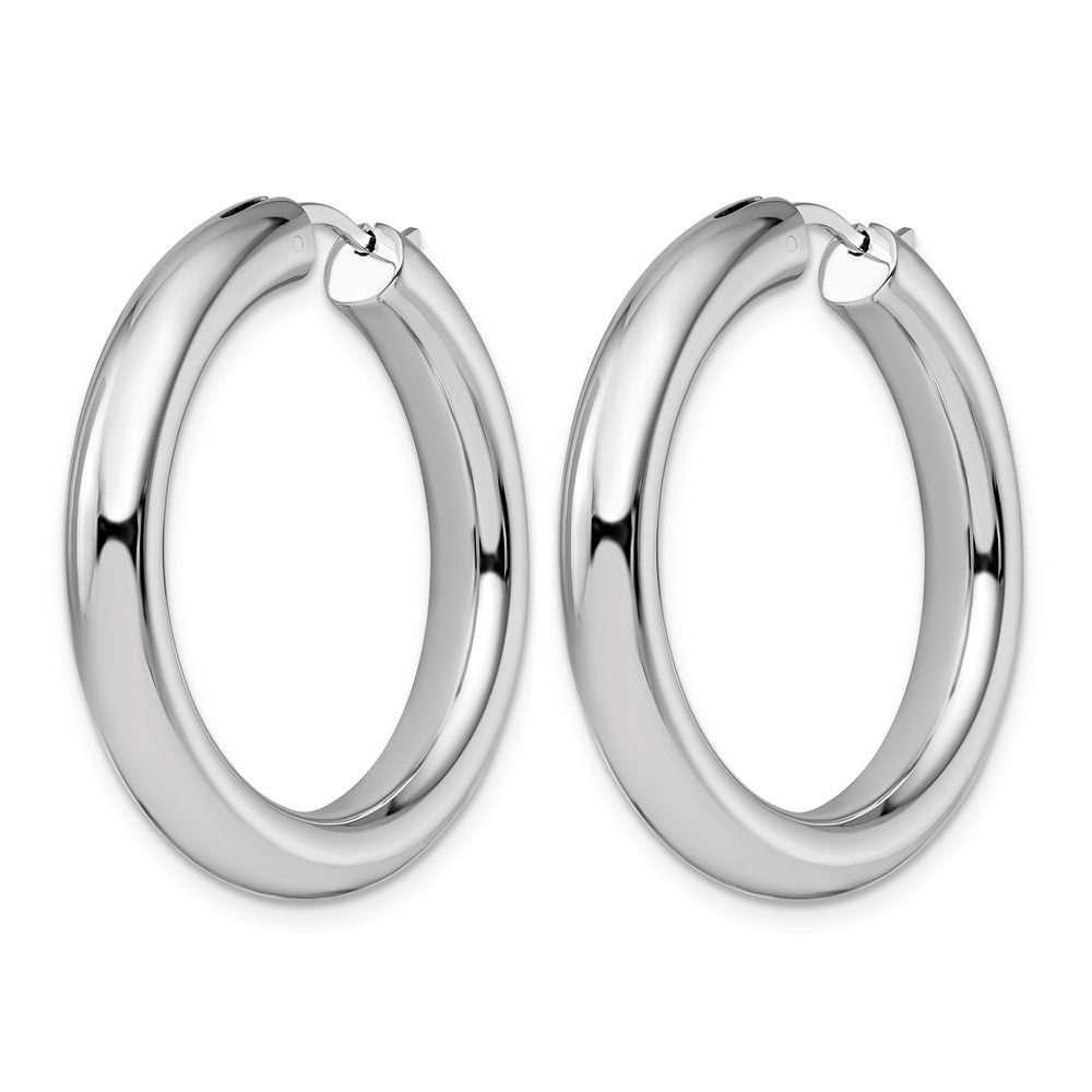 Sterling Silver Rhodium-plated 5mm Tube Earrings