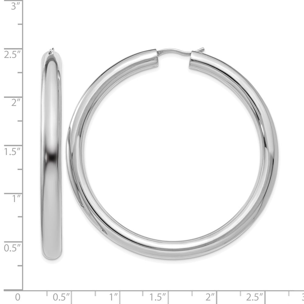 Sterling Silver Rhodium-plated 5mm Tube Earrings