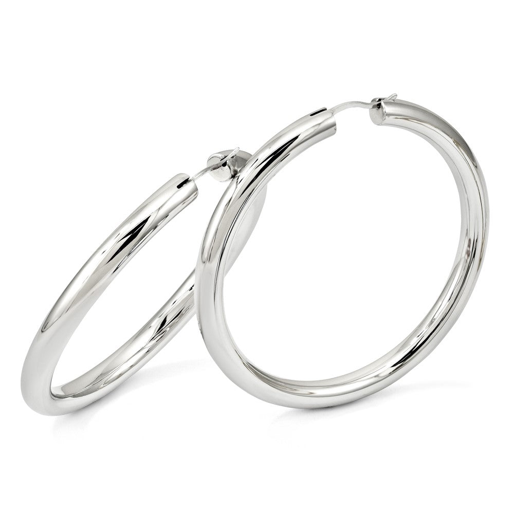 Sterling Silver Rhodium-plated 5mm Tube Earrings