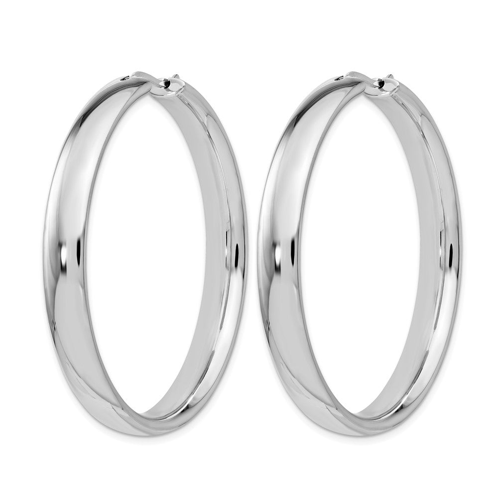 Sterling Silver Rhodium-plated 6mm Half Round Tube Earrings