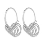 Sterling Silver RH-plated Polished and Laser-cut Hoop Earrings
