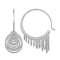 Sterling Silver RH-plated Polished and Laser-cut Hoop Earrings