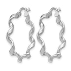 Sterling Silver RH-plated Polished Twisted Hoop Earrings