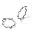 Sterling Silver RH-plated Polished Twisted Hoop Earrings