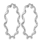 Sterling Silver RH-plated Polished Twisted Hoop Earrings