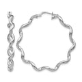 Sterling Silver RH-plated Polished Twisted Hoop Earrings