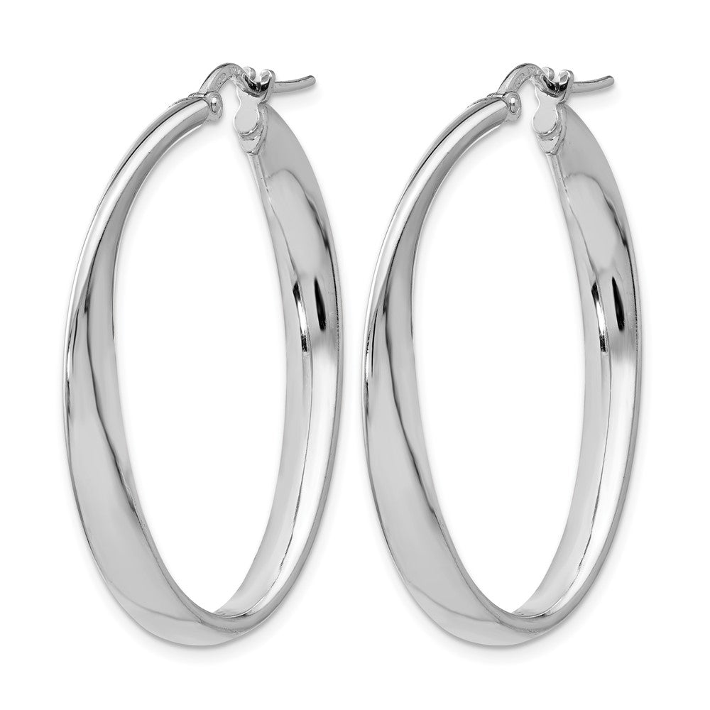 Sterling Silver RH-plated Polished Twisted Oval Hoop Earrings