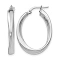 Sterling Silver RH-plated Polished Twisted Oval Hoop Earrings