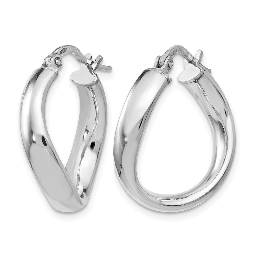Sterling Silver RH-plated Polished Twisted Hoop Earrings