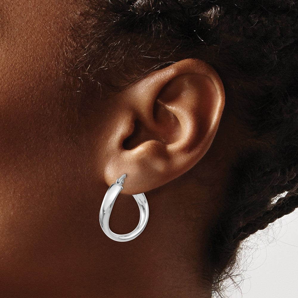 Sterling Silver RH-plated Polished Twisted Hoop Earrings