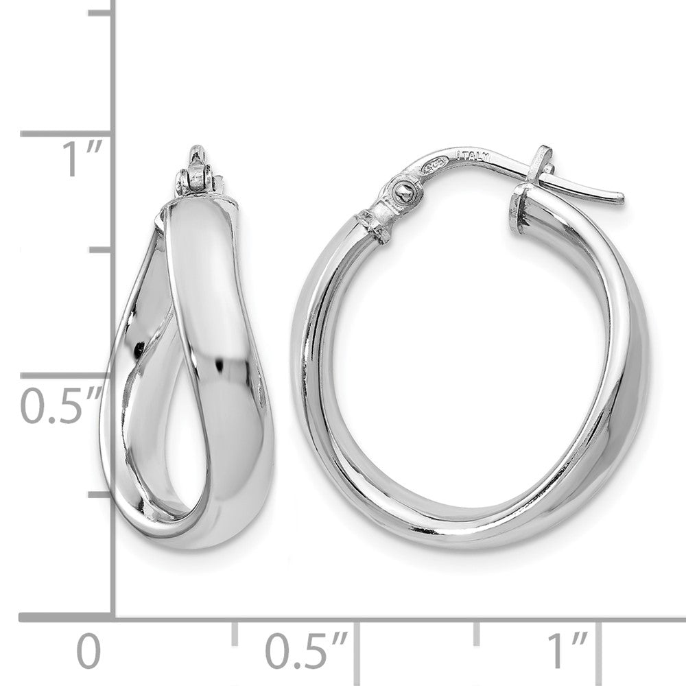 Sterling Silver RH-plated Polished Twisted Hoop Earrings