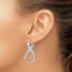 Sterling Silver RH-plated Polished Twisted Hoop Earrings