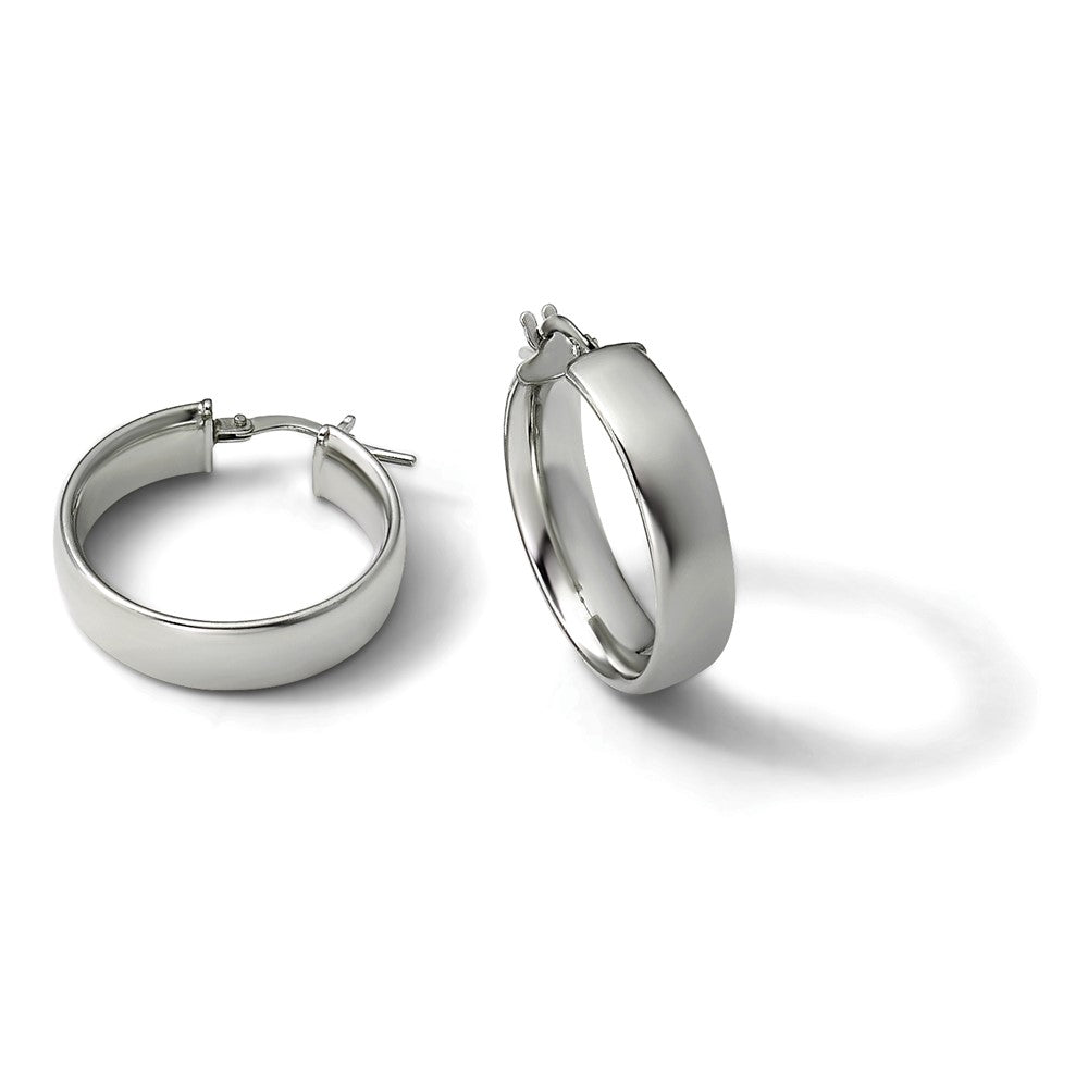 Sterling Silver RH-plated Polished Hinged Hoop Earrings