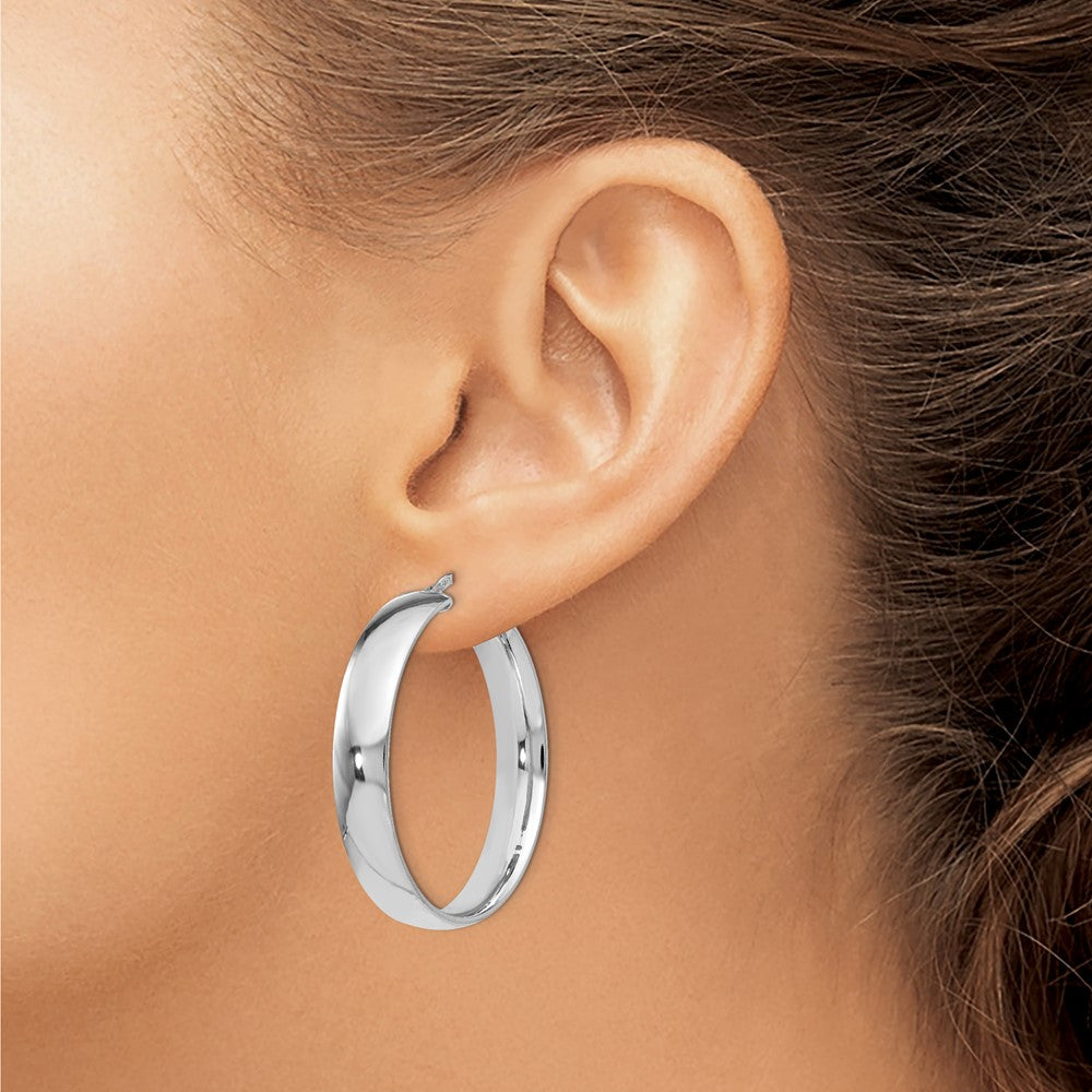 Sterling Silver RH-plated Polished Hinged Hoop Earrings