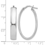 Sterling Silver RH-plated Polished Oval Hinged Hoop Earrings