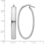 Sterling Silver RH-plated Polished Oval Hinged Hoop Earrings