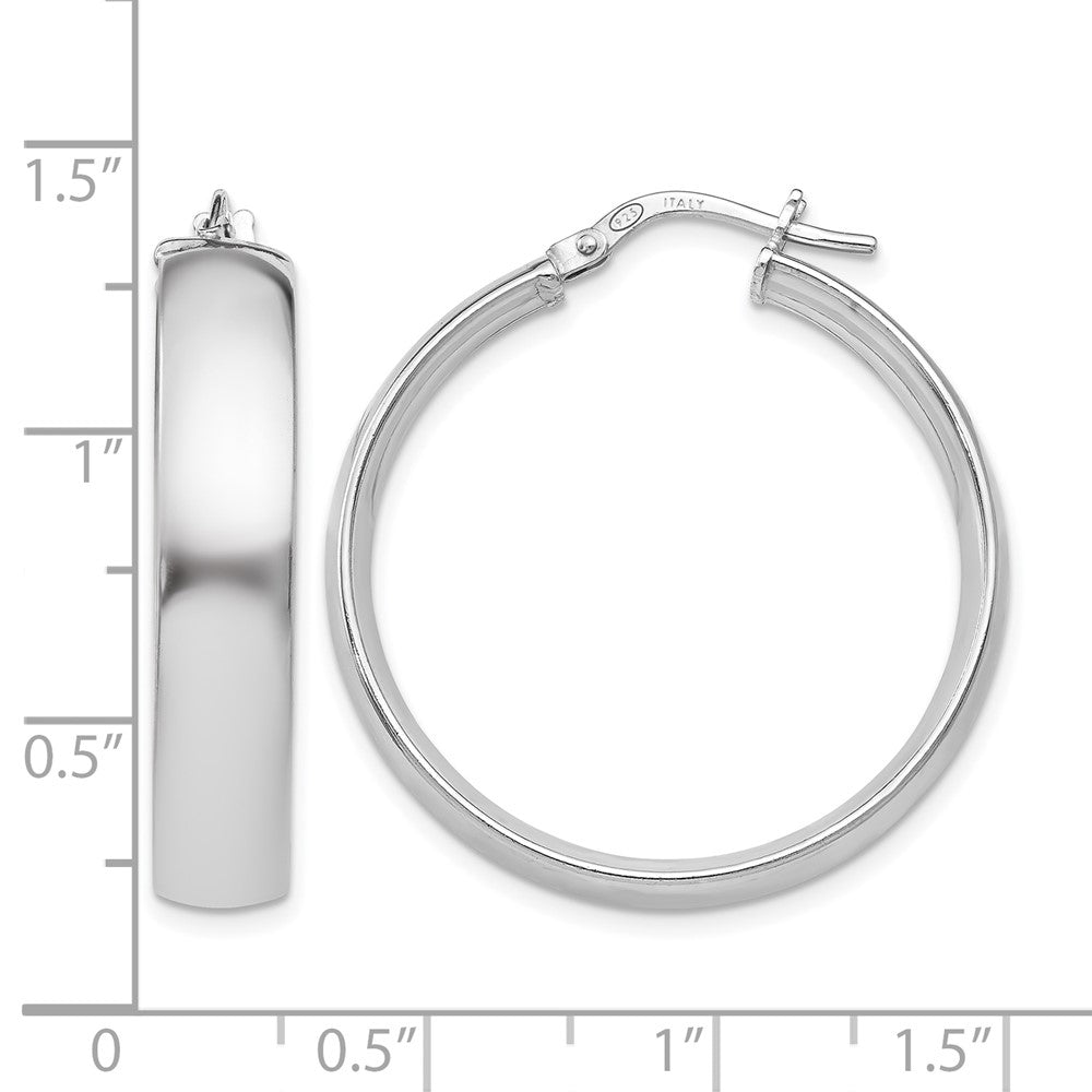 Sterling Silver RH-plated Polished Hinged Hoop Earrings