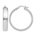 Sterling Silver RH-plated Polished Hinged Hoop Earrings