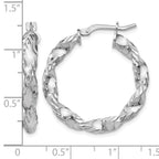 Sterling Silver RH-plated Polished Twisted Hinged Hoop Earrings