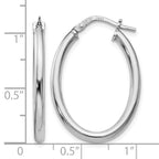 Sterling Silver RH-plated Polished Oval Hinged Hoop Earrings