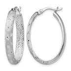 Sterling Silver Rhodium In/Out D/C Oval Earrings