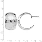 Sterling Silver RH-plated Polished Hammered Post Earrings