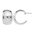 Sterling Silver RH-plated Polished Hammered Post Earrings