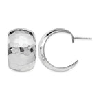 Sterling Silver RH-plated Polished Hammered Post Earrings