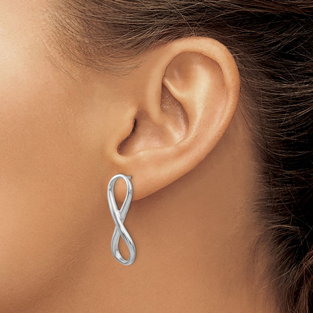 Sterling Silver RH-plated Polished Infinity Symbol Post Earrings