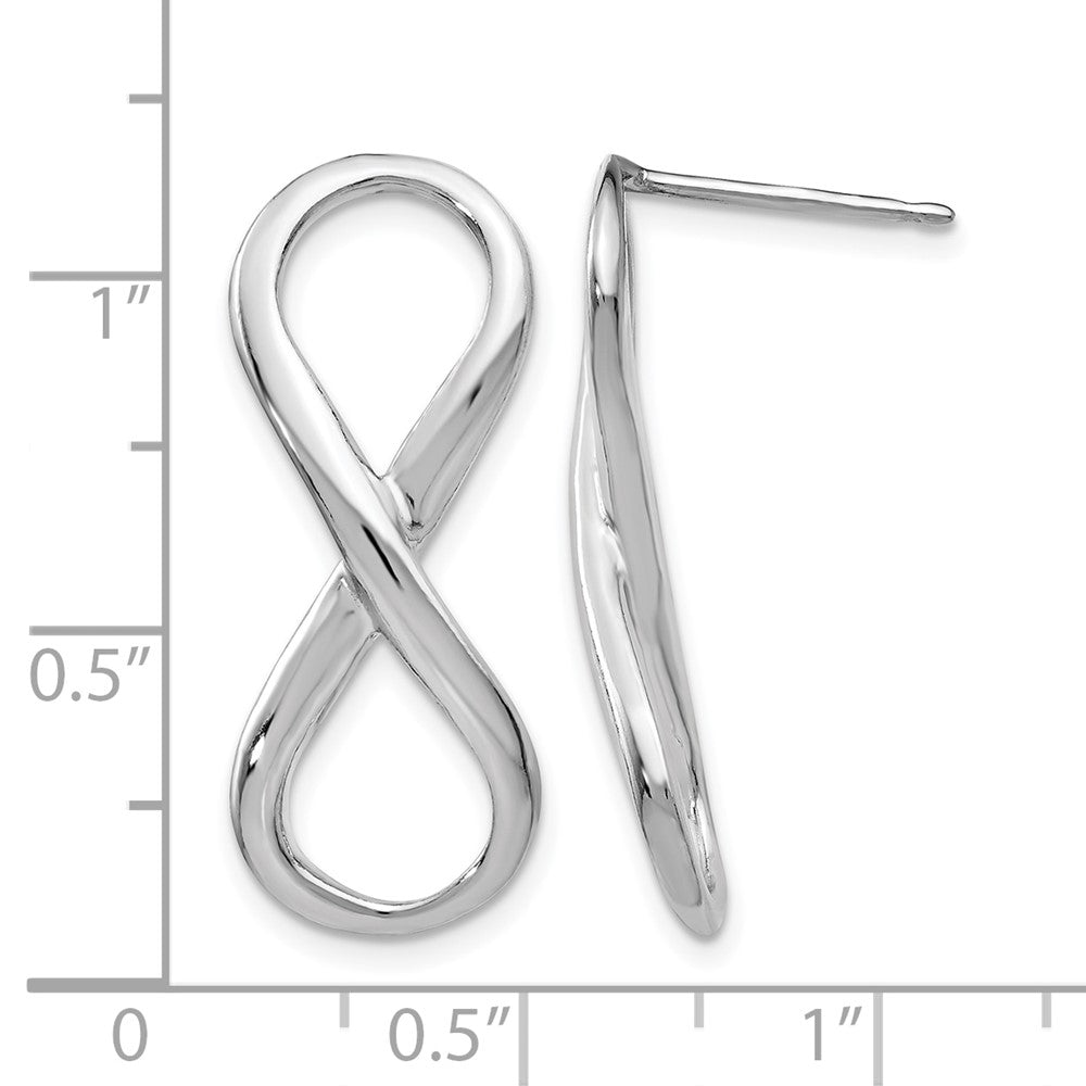 Sterling Silver RH-plated Polished Infinity Symbol Post Earrings