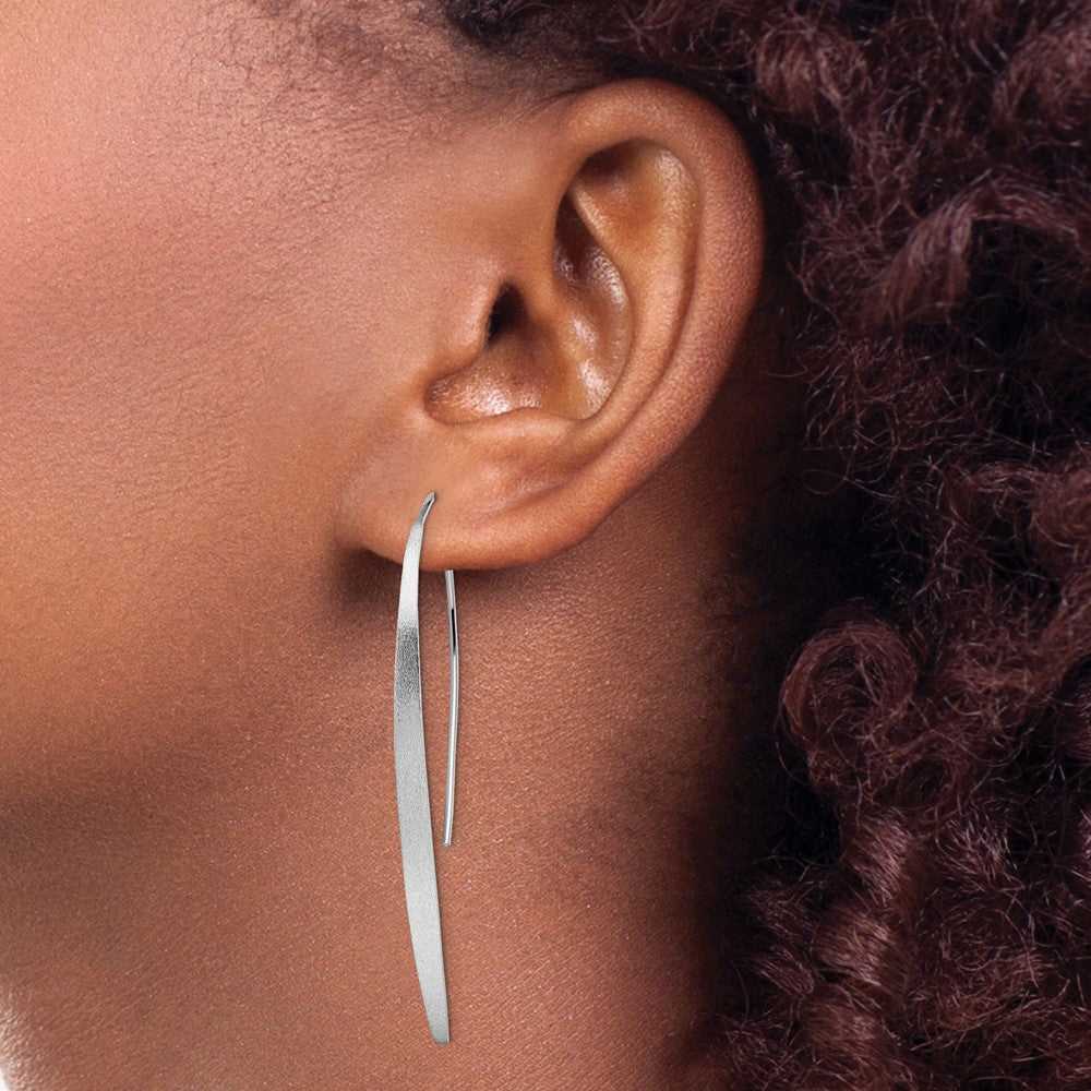 Sterling Silver Rhodium-plated Polished & Brushed Earrings