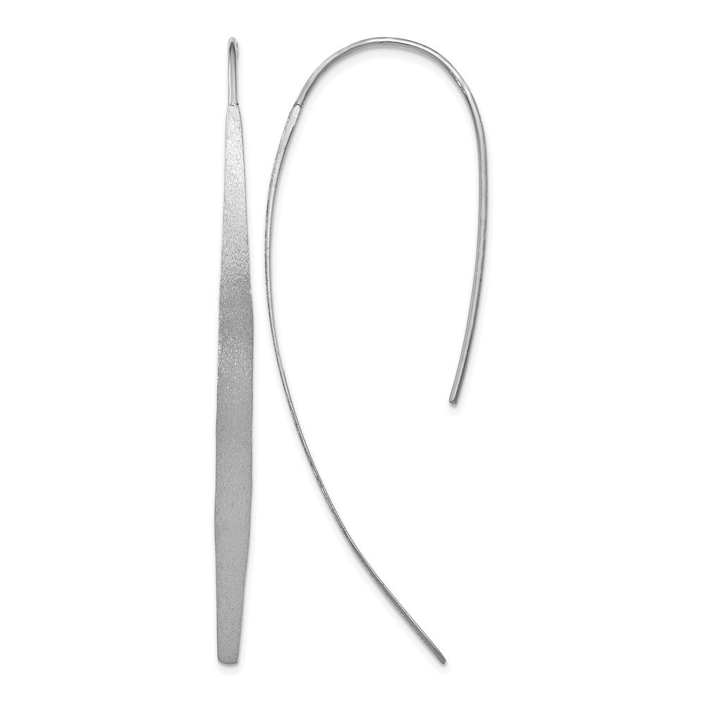 Sterling Silver Rhodium-plated Polished & Brushed Earrings