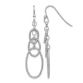 Sterling Silver RH-plt Textured Dangle Shepherd Hook Earrings