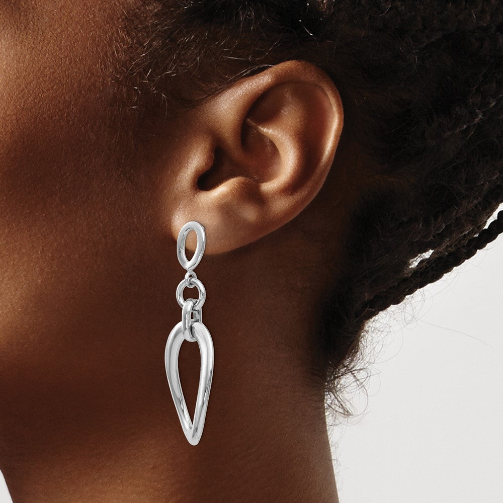Sterling Silver RH-plated Polished Post Dangle Earrings