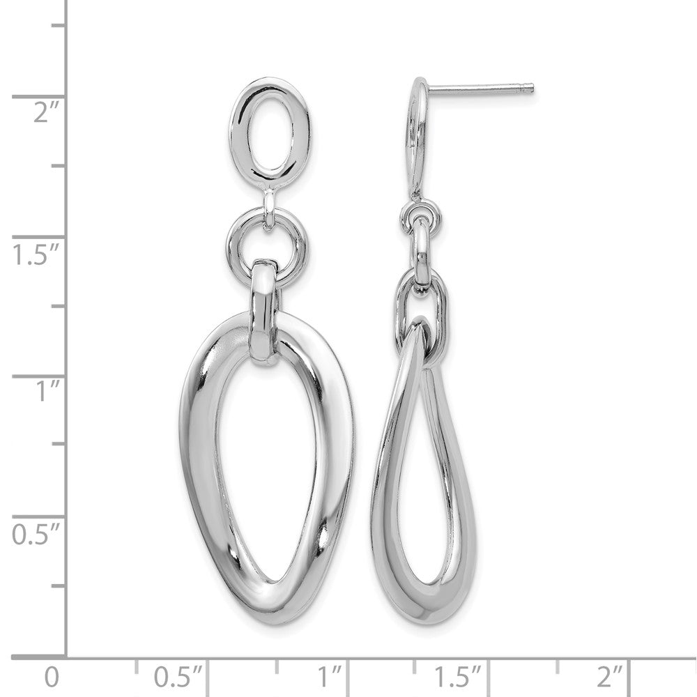Sterling Silver RH-plated Polished Post Dangle Earrings