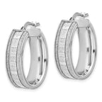 Sterling Silver Polished Glitter Infused Oval Hoop Earrings