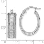 Sterling Silver Polished Glitter Infused Oval Hoop Earrings